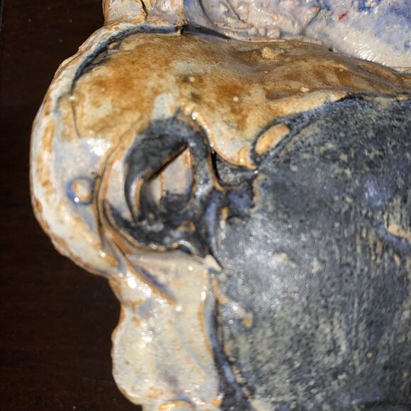 Handmade Pottery Plate With 3-D Pigs Running Through Wheat Field Glazed Signed - Picture 16 of 16